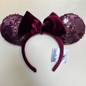 Disney Dark Red Sparkle Minnie Ears